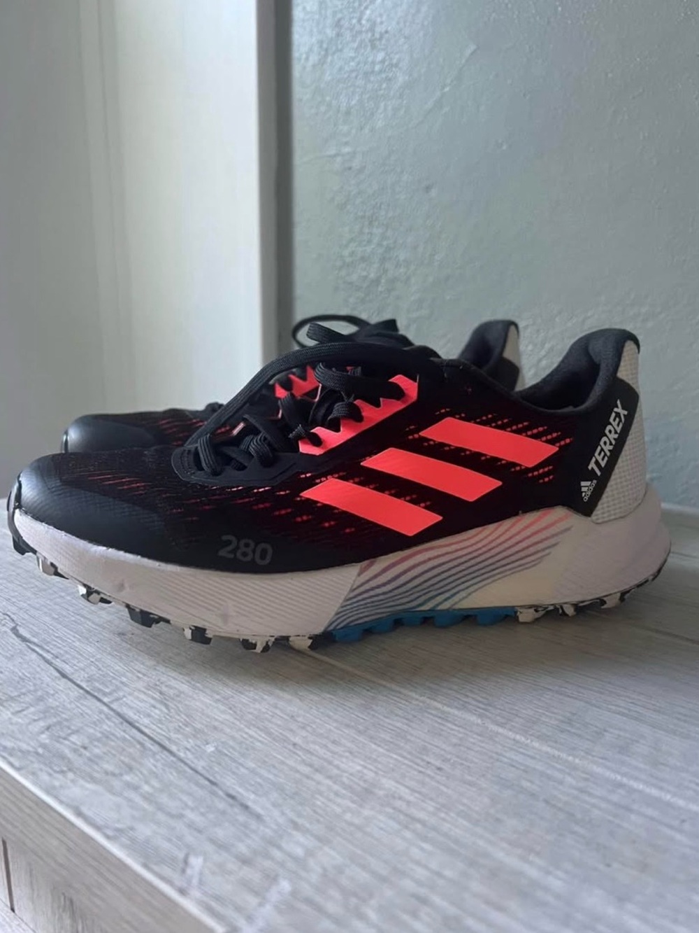 adidas terrex Black & Neon Coral Trail running shoes